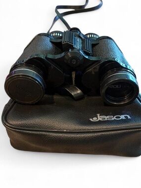 Jason Black Binoculars with Carry Case - Compact Optics for Travel